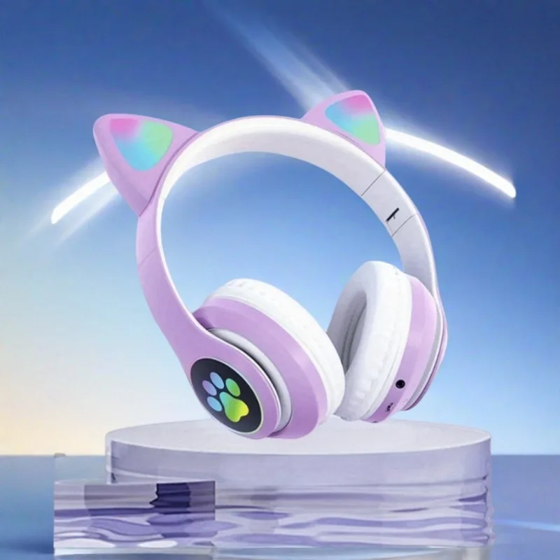 New Flash Light Cute Cat Ears  - Wired Earphone Lightning 评论和价格